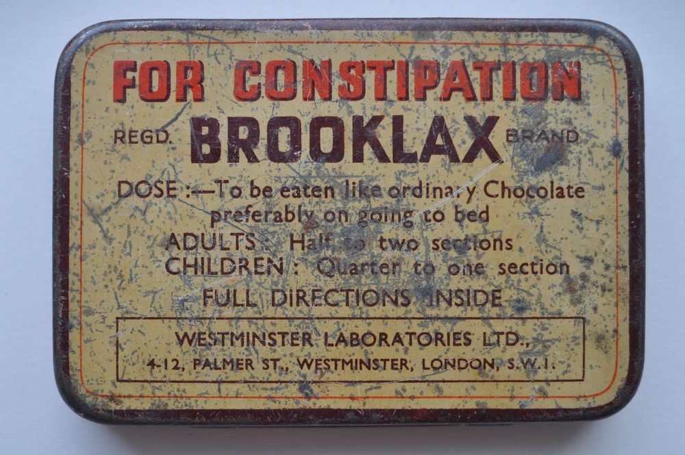 UK BROOKLAX Chocolate Laxative for Constipation Tin Box
