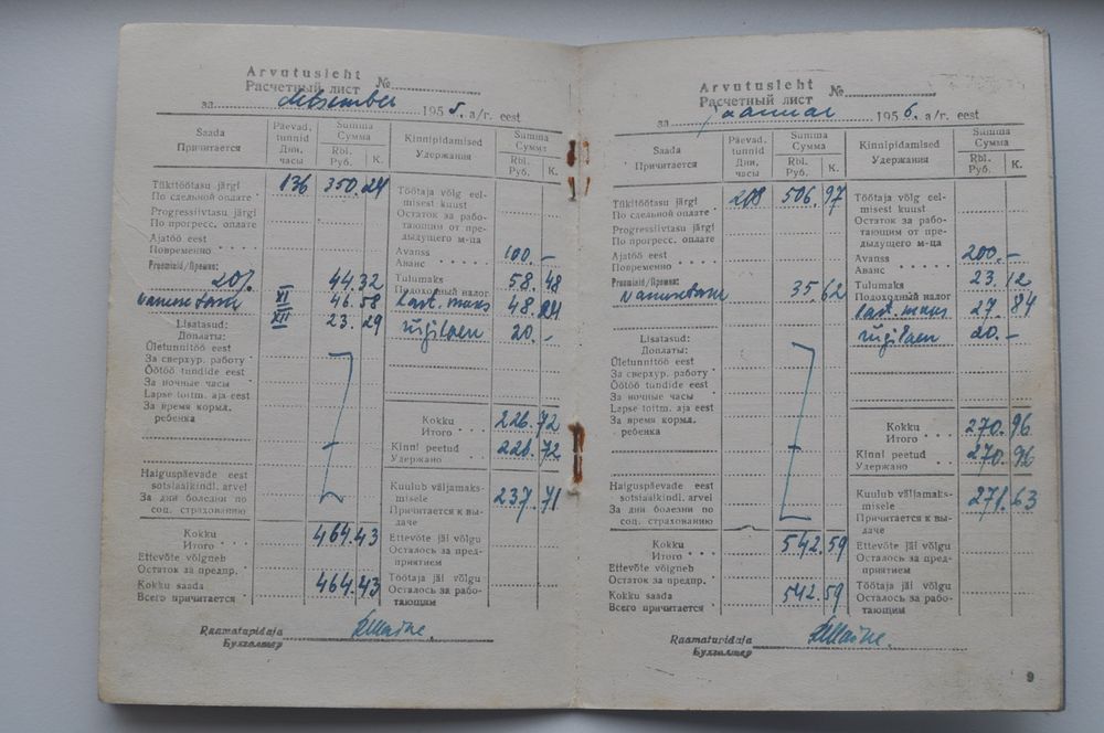 1955 USSR Soviet Worker's Wage Salary Record Book