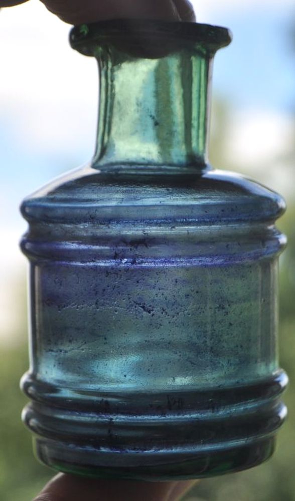 Pre 1900s Imperial Russia Green Glass Ink Bottle