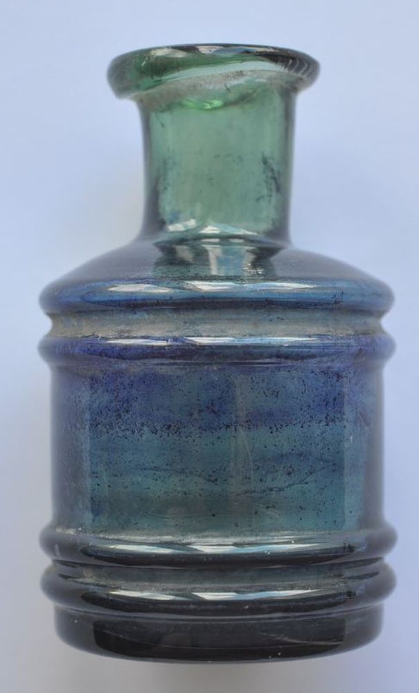 Pre 1900s Imperial Russia Green Glass Ink Bottle