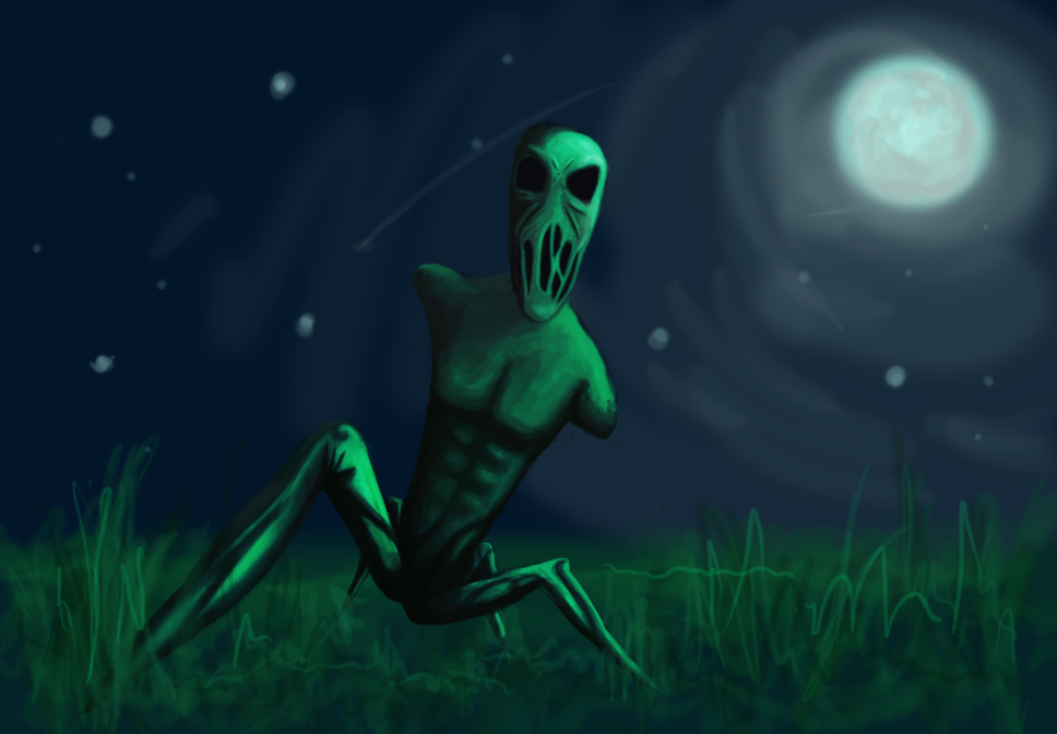 A digital painting of a creeper. 