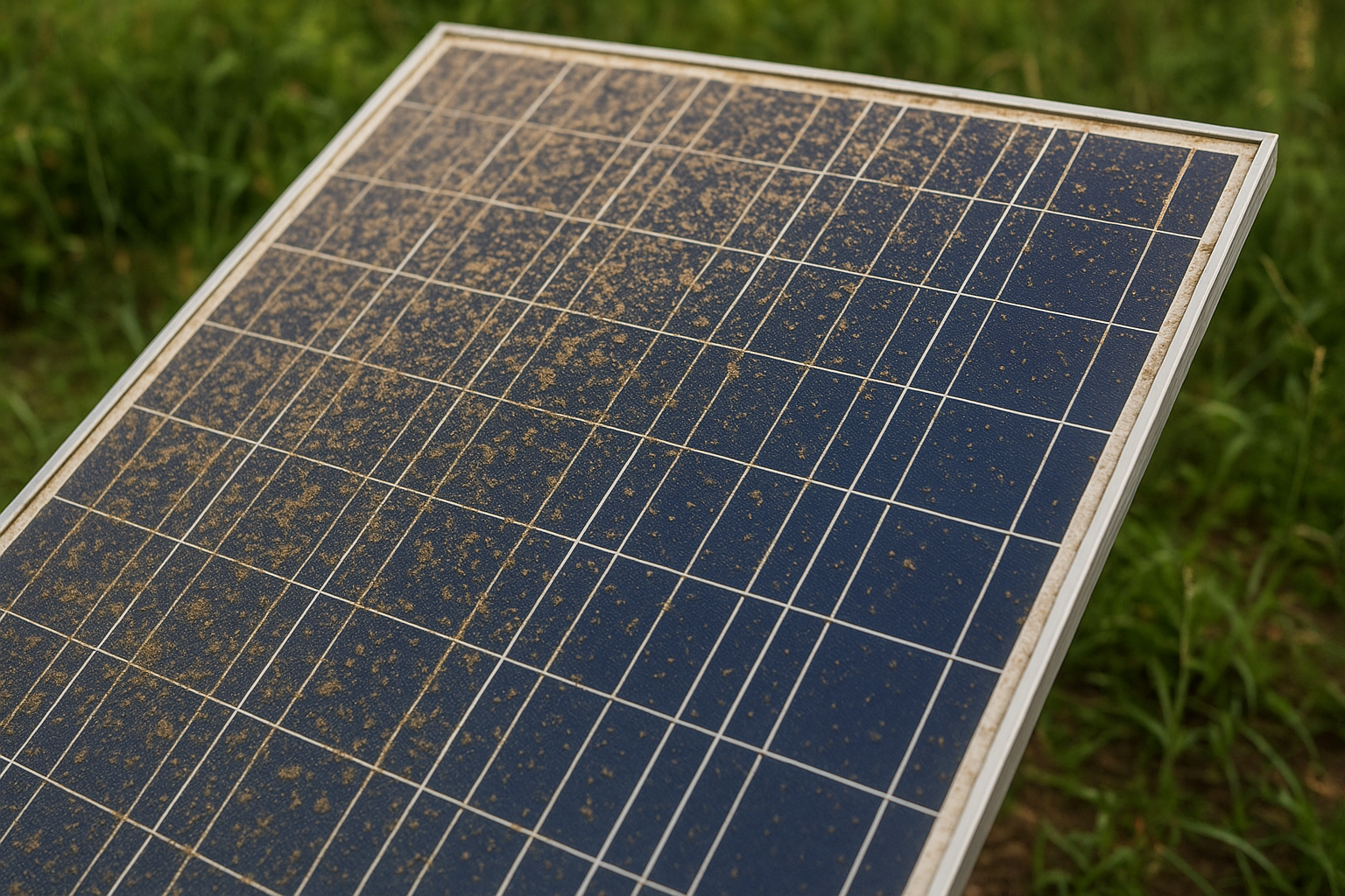 Päikesepaneelid enne puhastust – matt pind ja mustus