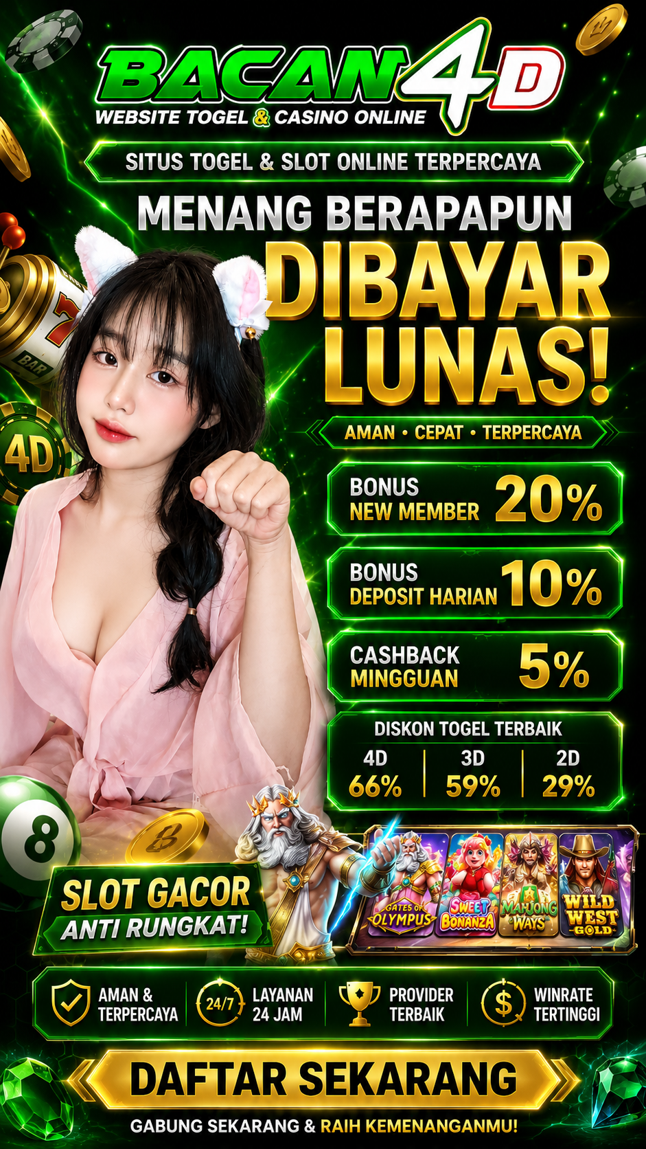 BACAN4D - Welcome Situs Togel Online Dan Slot Gacor Dengan Provider Slot Toto Terbaik Hari Ini by Hey siriusly