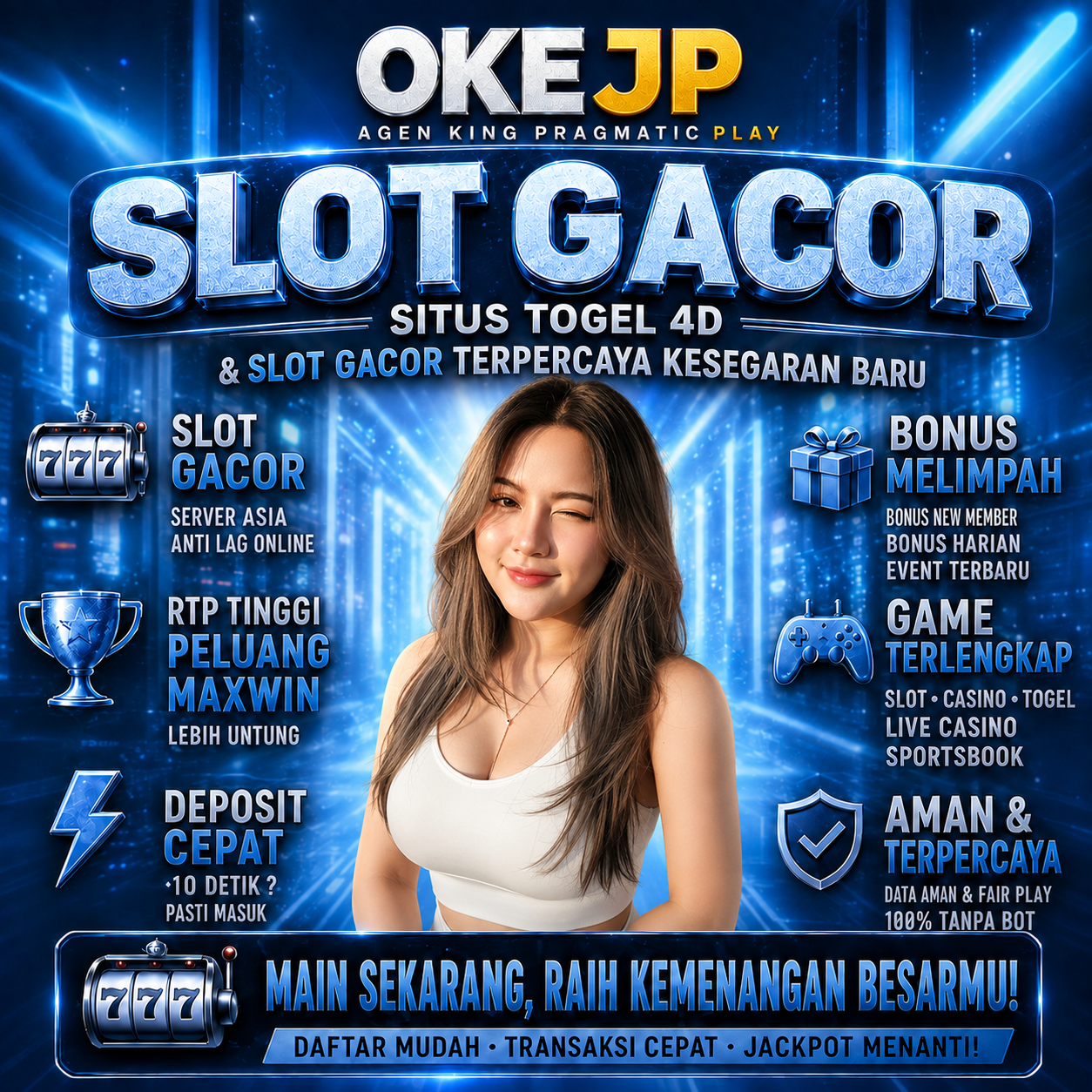 Thumbnail 1 of 3, Poster, OKEJP > Bandar Slot Gacor & Macau 4D Penyedia RTP Slot dan Prediksi Jitu Setiap Hari designed and sold by OKEJP.