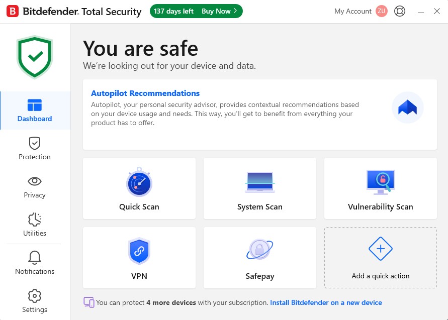 احصل على سيريال لمدة 130 يوما لبرنامج Bitdefender Total Security