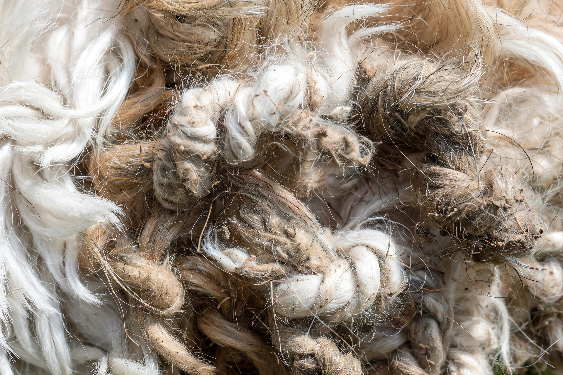 A matted patch on a Shih Tzu's coat — this is what daily brushing prevents.
