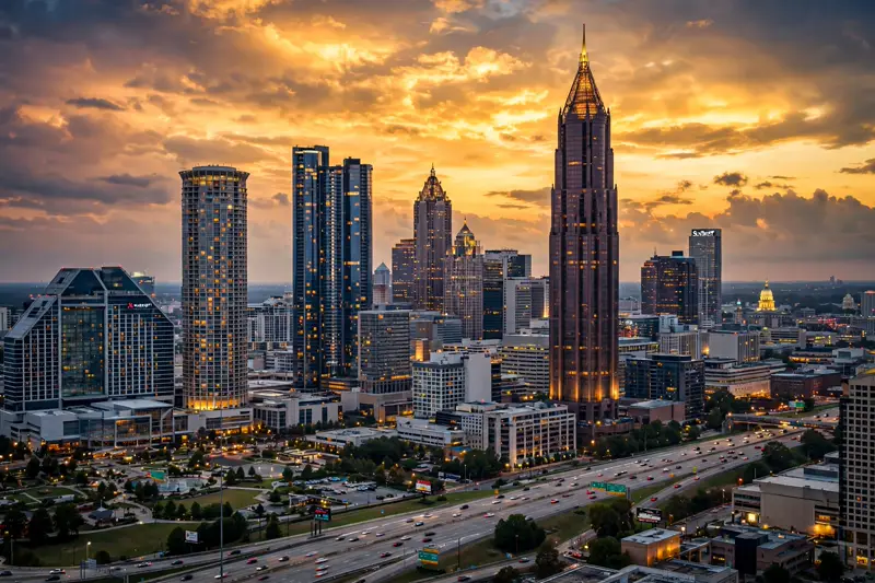 Atlanta, Georgia downtown skyline at dusk